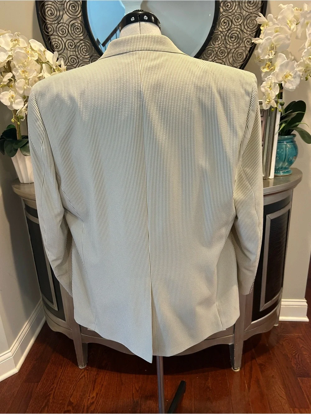Ralph Lauren Cream Pinstripe Two-Button Blazer